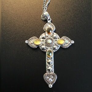 Jeweled Cross Pendant Necklace